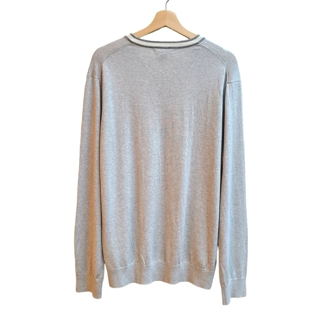 Silk Cotton Cashmere Blend Varsity Collegiate Sweater Men's Large